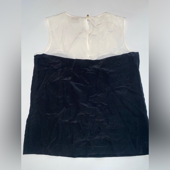 Kate Spade Jamie 100% Silk Colorblock Sleeveless Blouse in Cream/Black Luxury - Picture 4 of 8